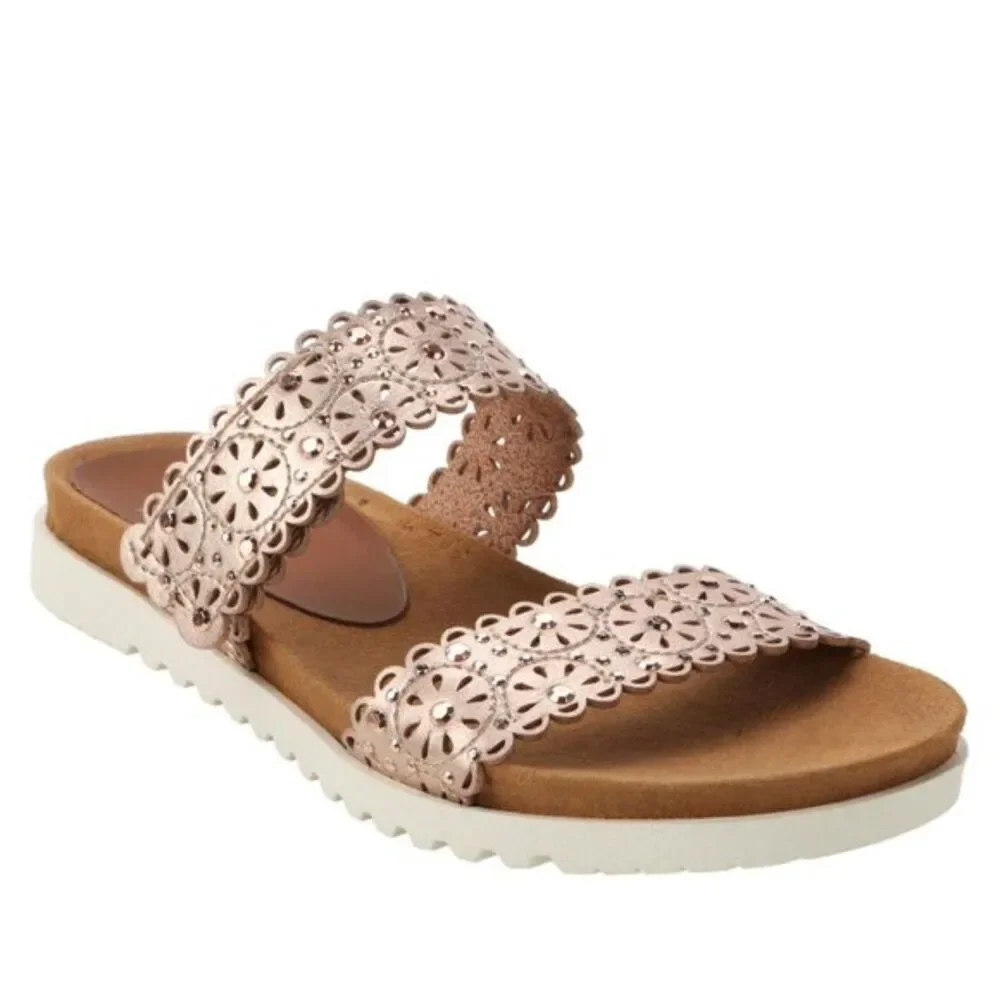 Yellow Box Sandal Mahala Flat Rosegold Comfort Strappy Adjustable Women sz 8.5 - Picture 2 of 11